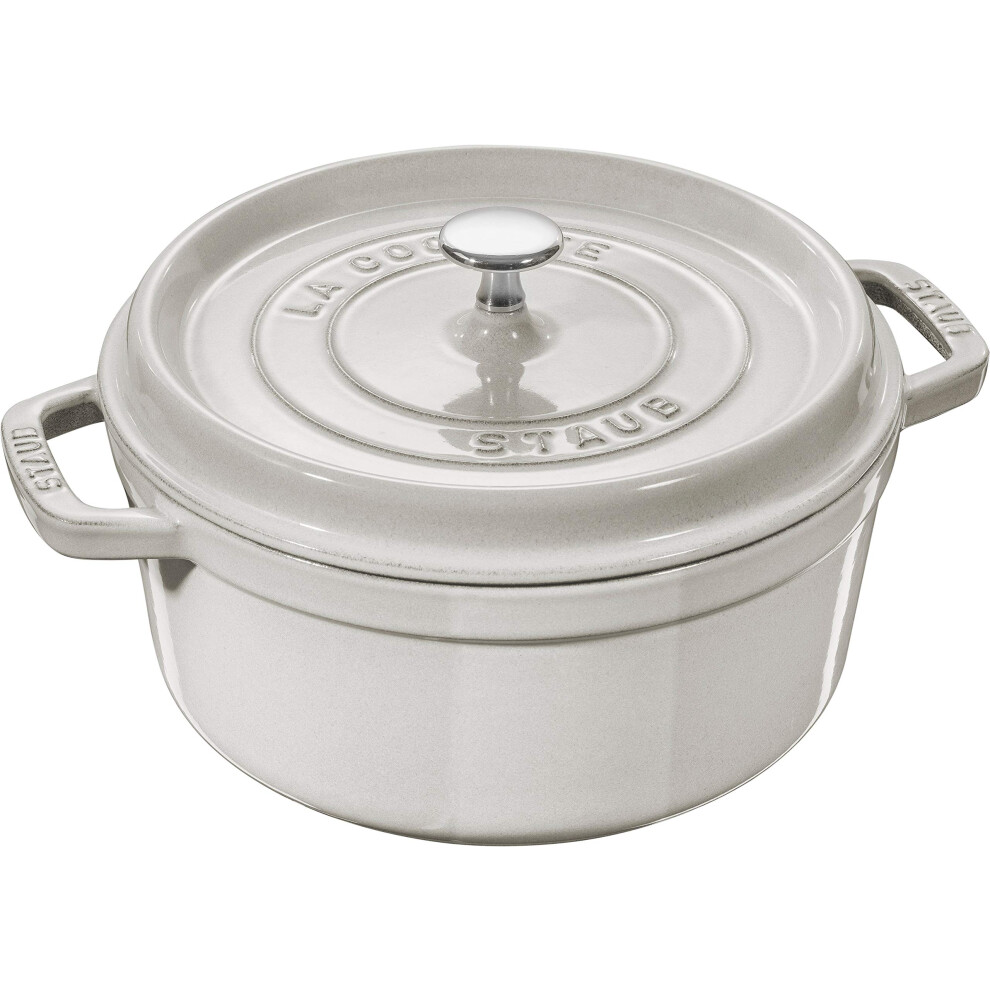Photos - Other Cookware Staub Cast Iron 7-qt Round Cocotte - White Truffle Made in France 11028107 