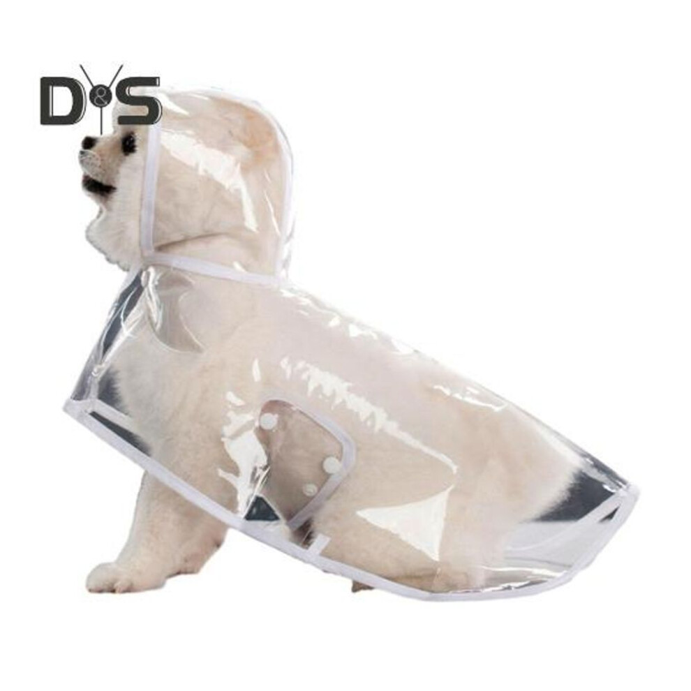 (XL, white) Pet Dog Transparent Raincoat Hooded Waterproof Jacket Fashionable Lightweight Pet Coat Small Medium Dogs Cats Rain Poncho
