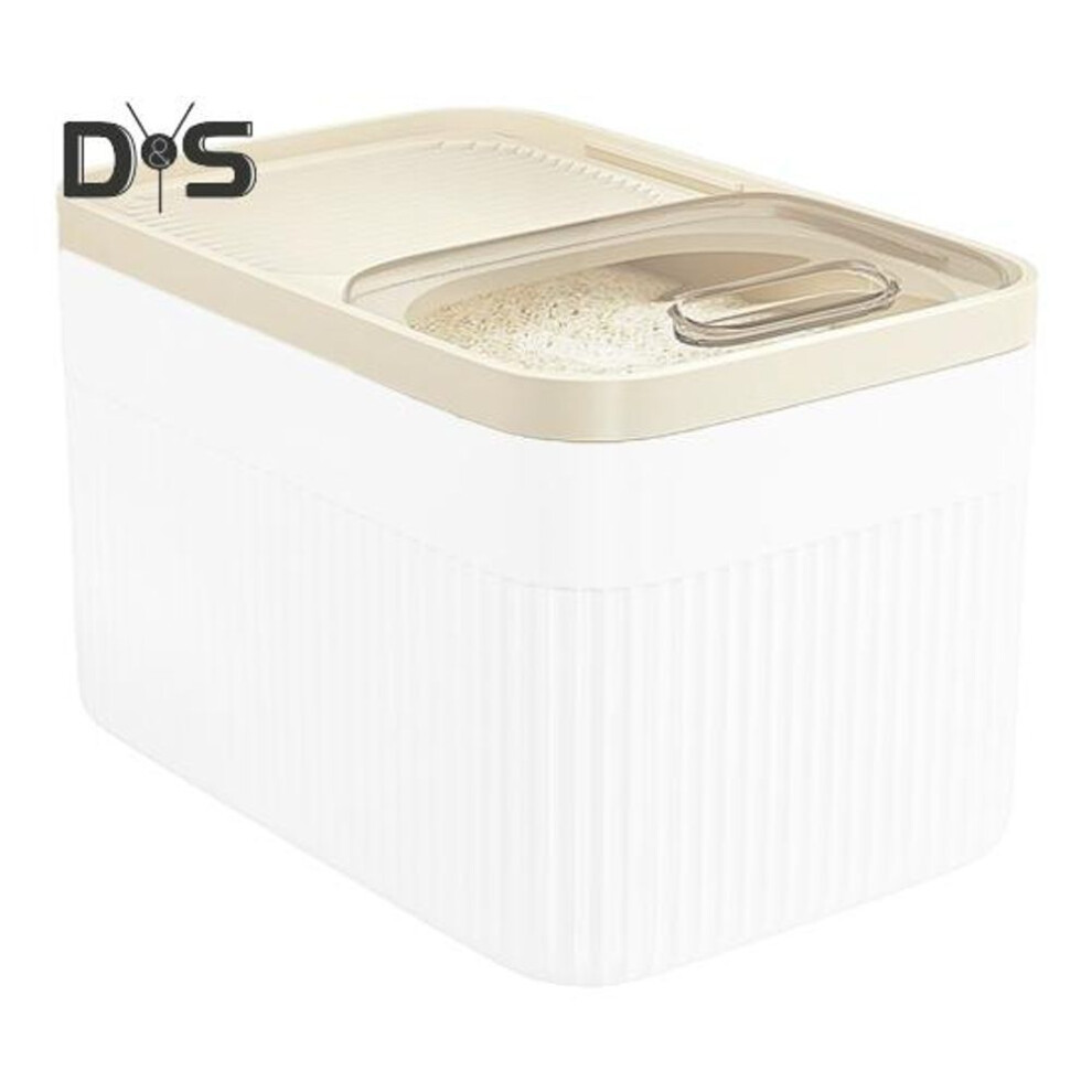 (clear) 15kg Rice Bucket with Measuring Cup Transparent Cover Food Grade Plastic Sealed Pet Food Storage Container