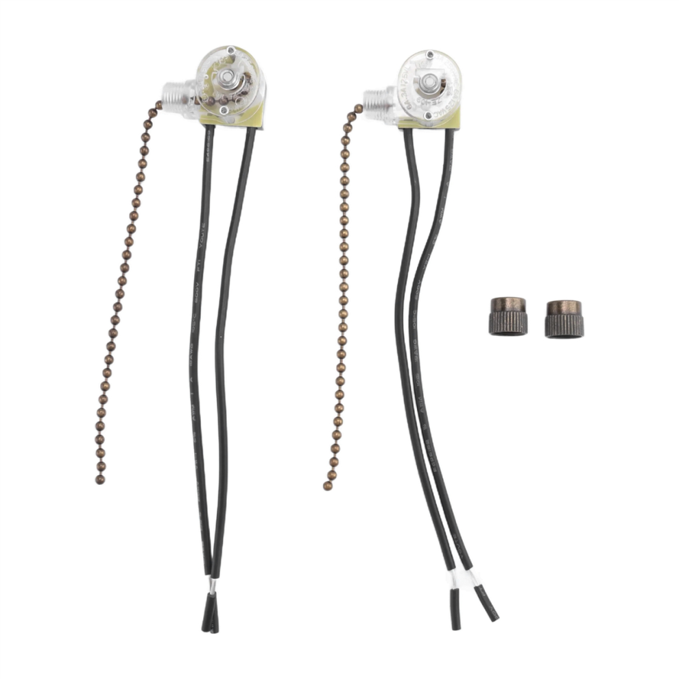 Ceiling Fan Light Switch Ze-109 Two-Wire With Pull Cords For Fans Lamps 2Pcs Bronze 4852431731970