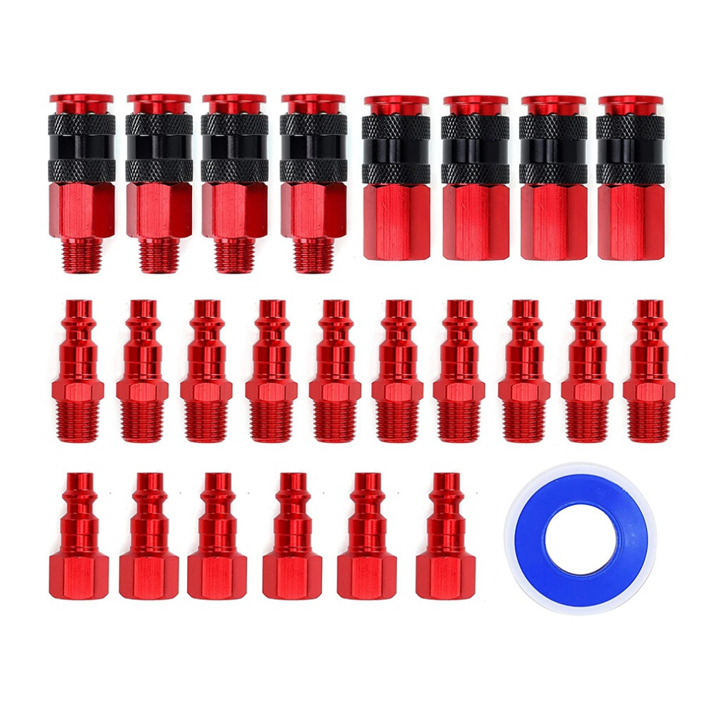 25Pieces 1/4Inch Npt Air Coupler And Plug Kit,Quick Connect Fittings,Industrial Aluminum Quick Connect,Connector Set 4852431732465