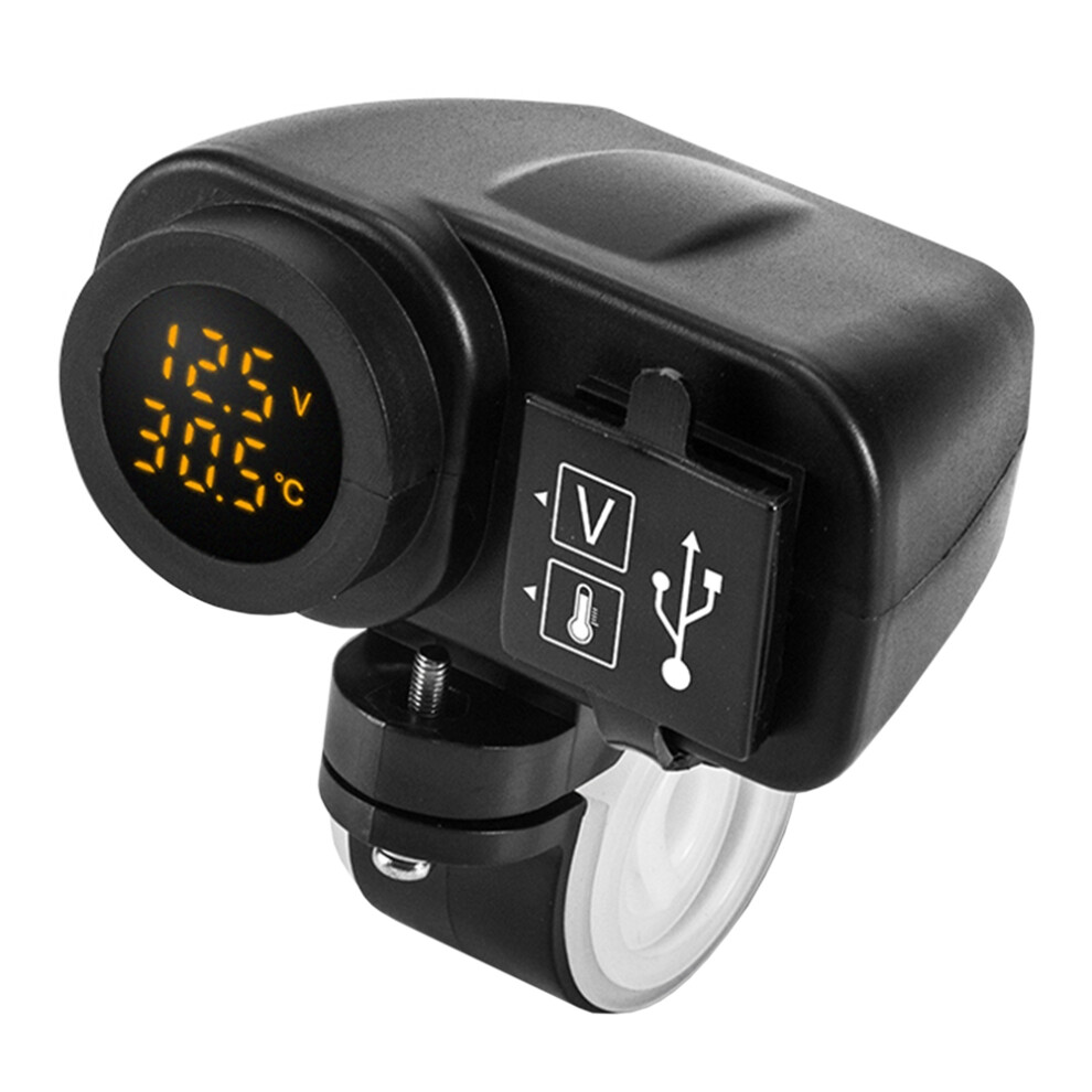 Motorcycle Charging Qc3.0 Digital Display Dual Usb Phone Fast Charger Voltmeter Thermometer Socket 4852431733080