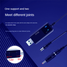 USB 5V to 9V/12V Step-Up Converter Cable with 3.5x1.35mm Plug, HD LED Display, Adjustable Output, 1A (9V)/0.8A (12V) Power for Routers