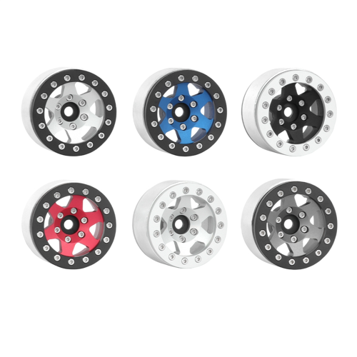 Pneu de metal para carro de escalada Red Black Edge 1,55 polegadas AX90069 para JIMNY CC01 2