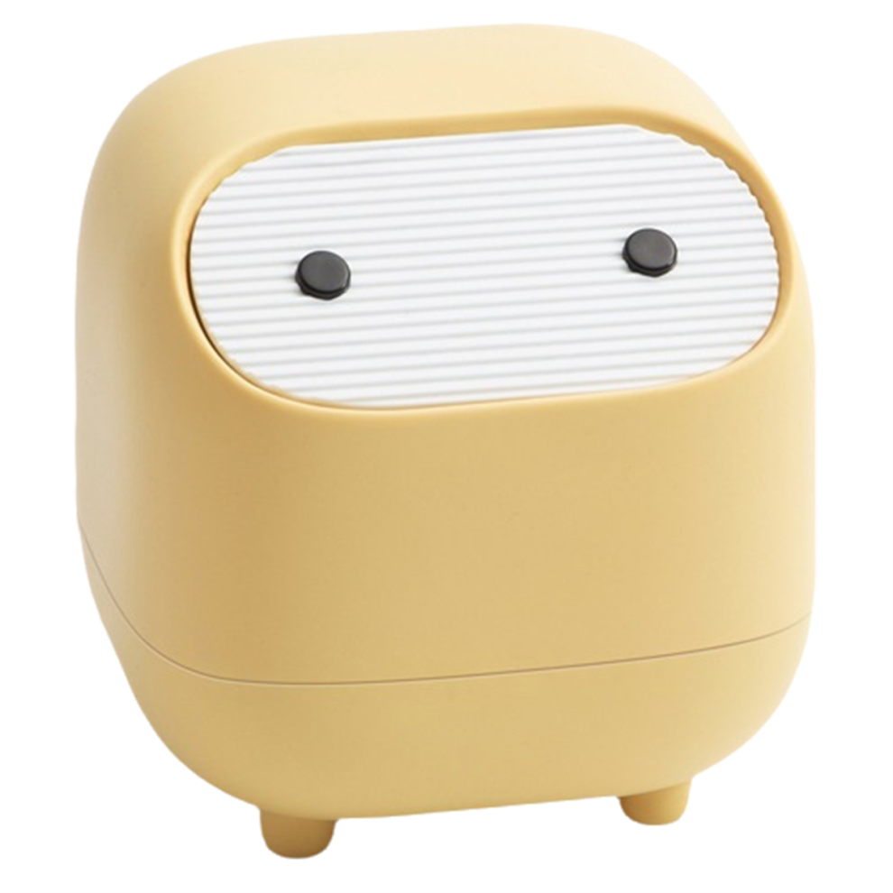 Poubelle de bureau, petite boîte de rangement à double couche, jaune