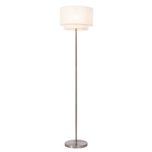Litecraft Jayne Floor Lamp With 2 Tier White Shade - Satin Chrome