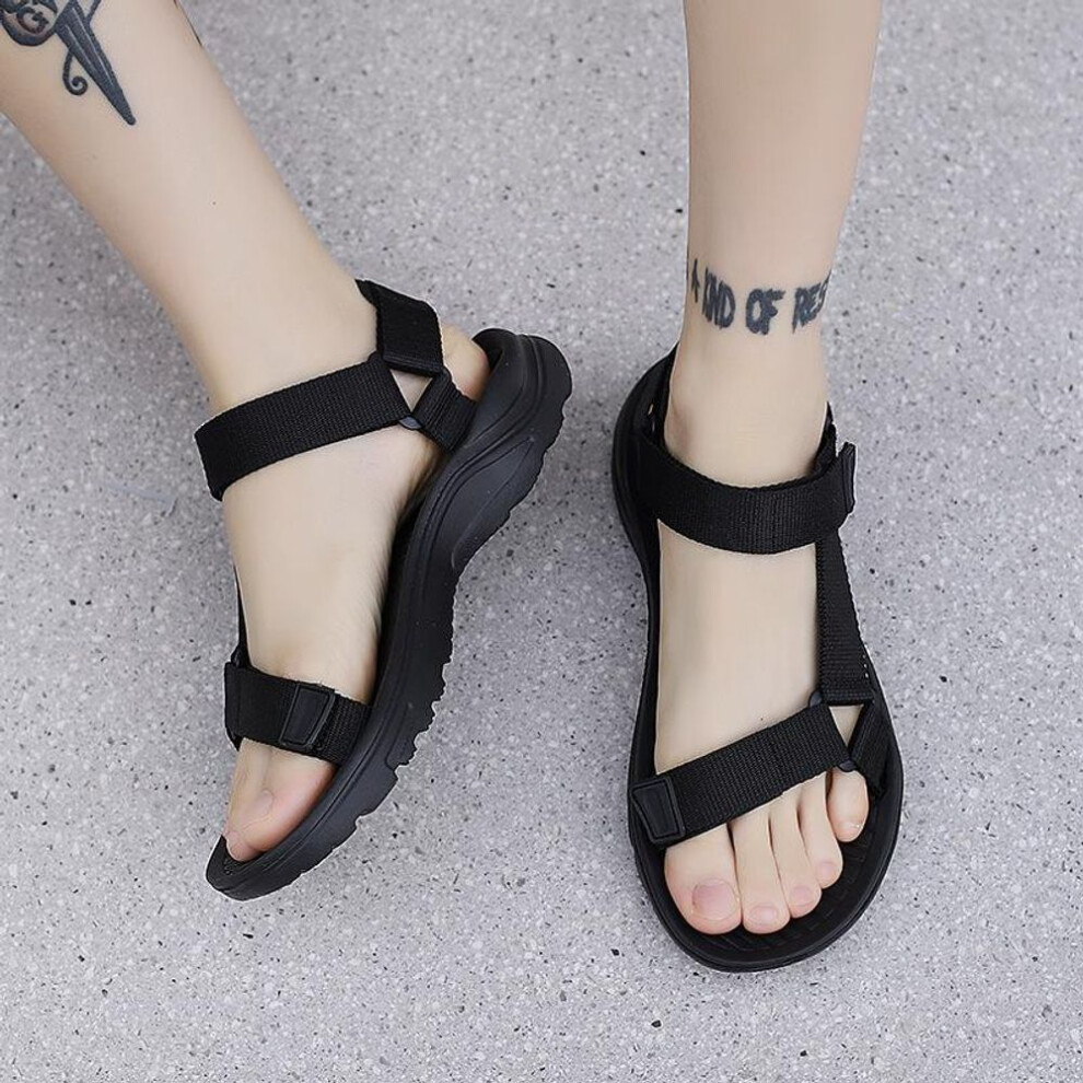 (black, 40) Summer Outdoor Wadable Sandals Man Gladiator Open Beach Slippers Antiskid Durable Flat Men Shoe
