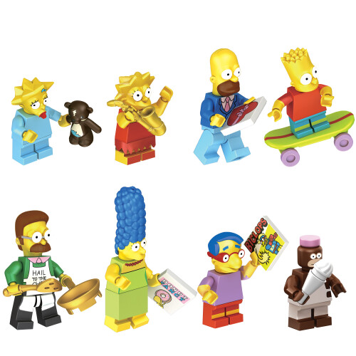 (Style D) 32Pcs Simpson Family Mini Figures Building Blocks Children Educational Toys