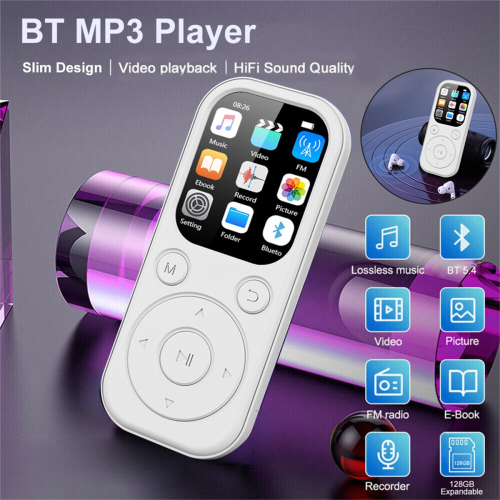 New MP3 Bluetooth Player Fast Charging 5.4 Version Expandable Memory Card Music FM Recording E-Book B
