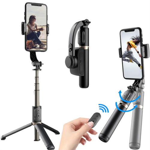 Gimbal Stabilizer Selfie Stick Foldable Wireless Tripod with Bluetooth Shutter Monopod for IOS Android 2