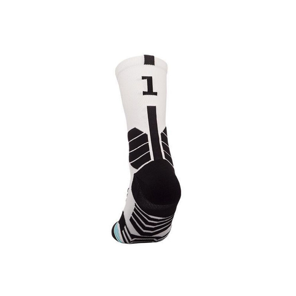 (white, No. 1, Adult size, Single Pack) Men's Digital Basketball Socks - Elite Towel-Feel, Mid-Calf, Star Number Design, Autumn and Winter Sports Essentials