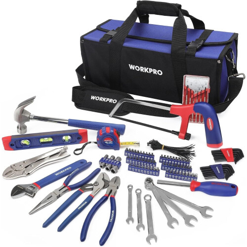 WORKPRO 156Pcs Tools Kit for Home Repair ,DIY Hand Tool Set with Tool Bag