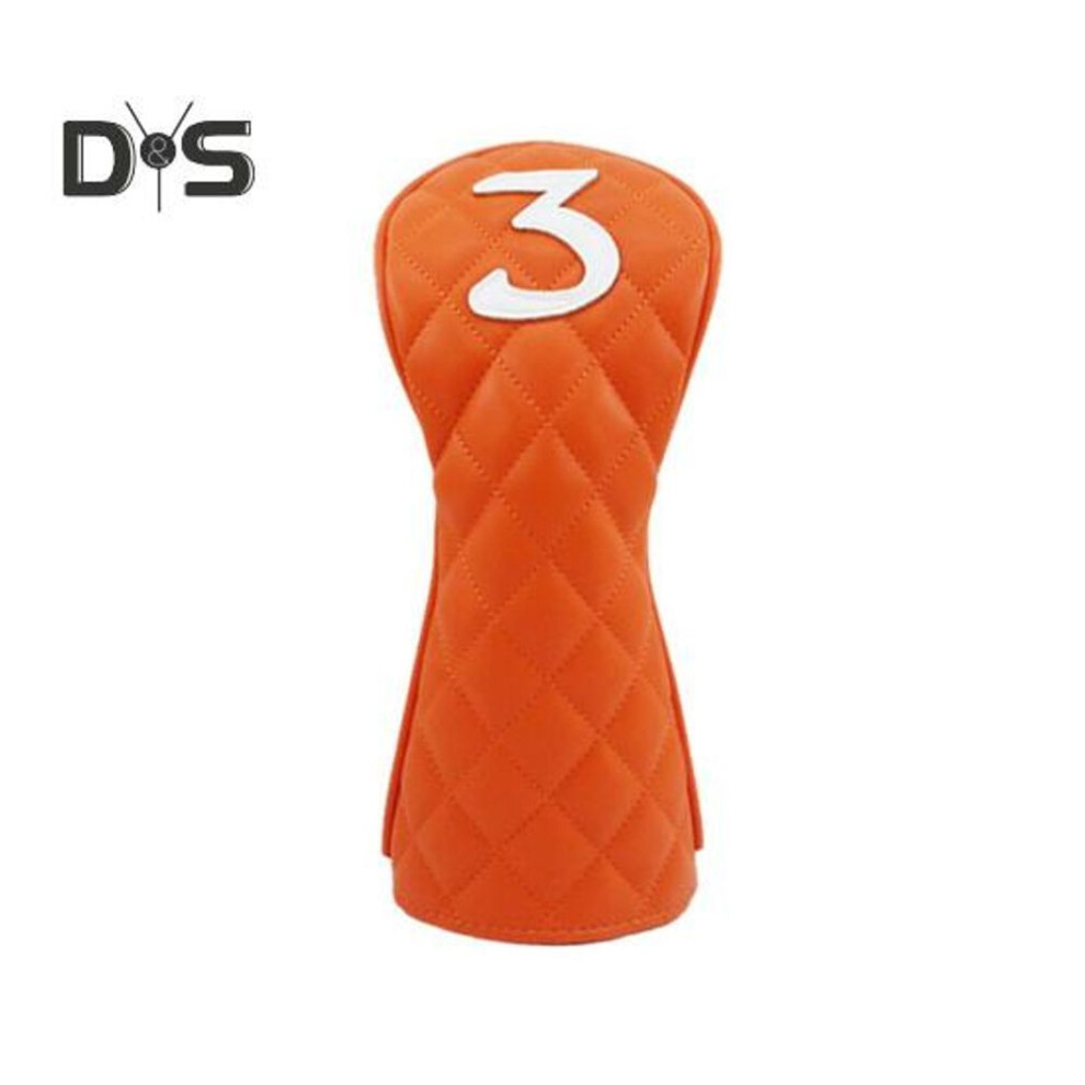 (orange, 3) Golf Club Head Covers Dustproof Faux Leather Golf Putter Cover Solid Color Plush Lining Golf Club Cover Gift For Golfers