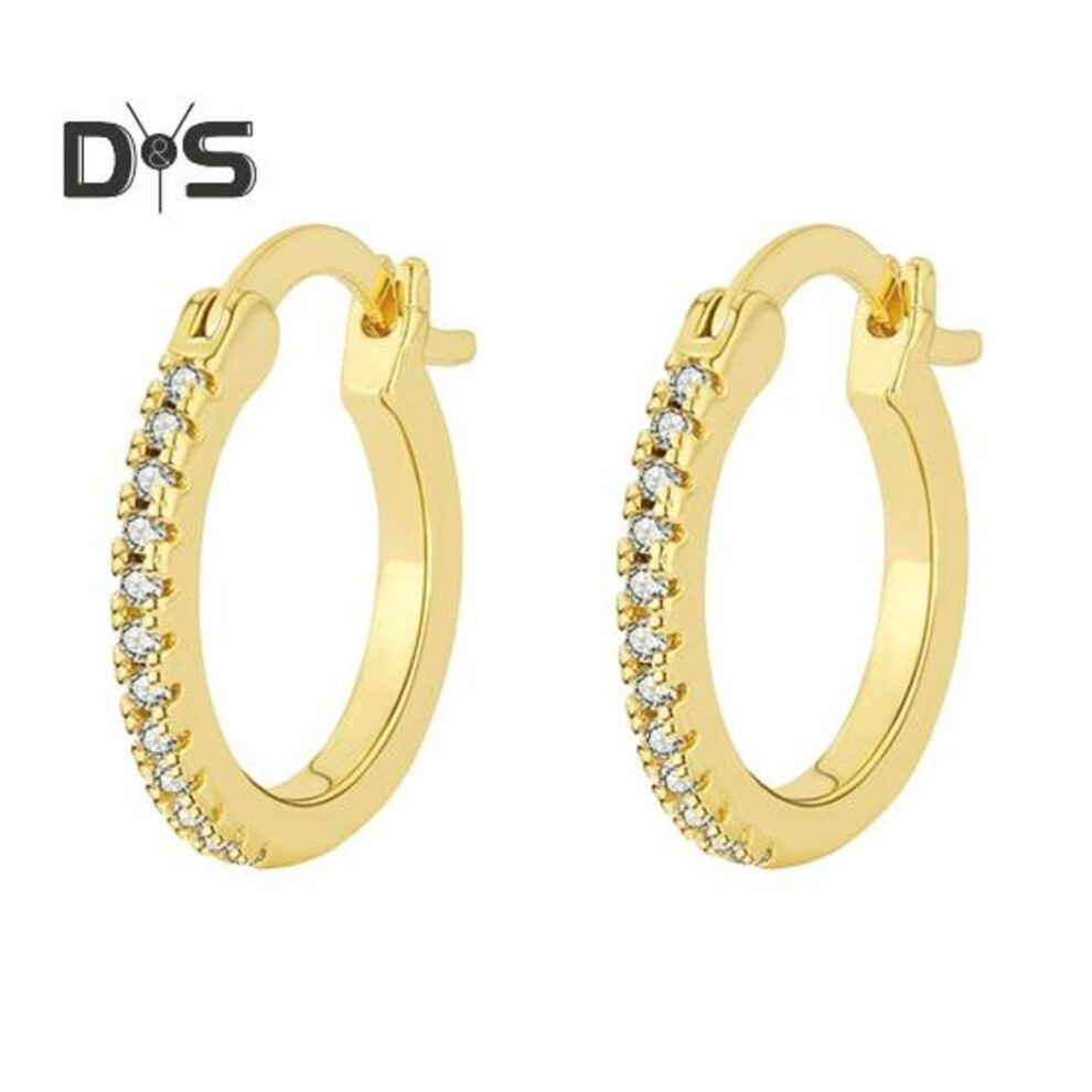 (golden, 20mm) 1 Pair Women Huggie Earrings Cubic Zirconia Decor Round Shape Mothers Day Birthday Gift Wedding Commuting Prom Jewelry Hoop Earrings