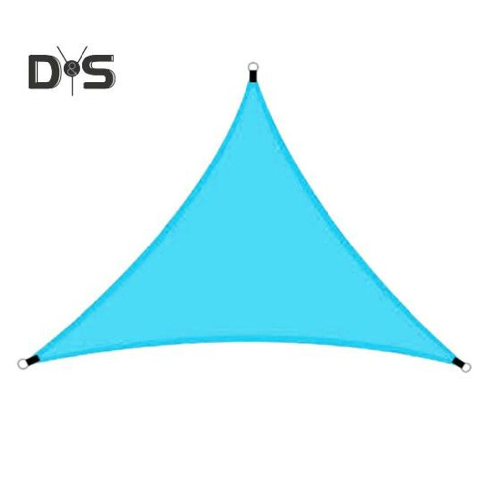 (blue, L) Outdoor Sun Shade Sail with Carabiner UV Blocking Triangle Canopy Permeable Breathable Heavy Duty Deck Backyard Patio Shade Cover
