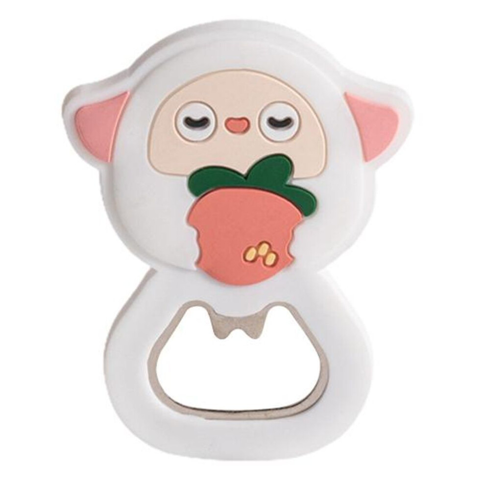 (white) Stainless Steel Jar Opener 2 In 1 Labor Saving Animal Shape Can Opener Fridge Magnet Kitchen Supplies