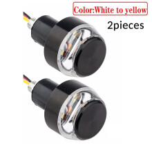 (2 Stück Gelb) CNC-Blinker, Motorrad-LED-Lenkerendblinker für 22-mm-Lenker, orangefarbener Griffstecker, Kontrollleuchte,