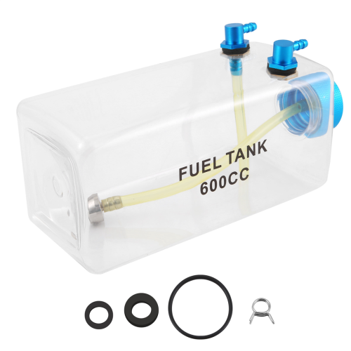 Tanque De Combustible 300cc De Plástico Transparente Para Aviones RC Y Nitro - Boquilla Metálica CNC - Resistente Y Estanco