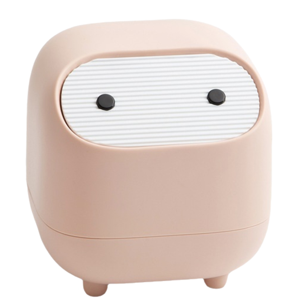 Poubelle de bureau, petite boîte de rangement à double couche, rose