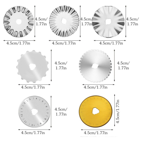 12pack 45mm Rotary Cutter Blades Kits, Perforating Replacement for Fabric Leather 7 Edge Type 2