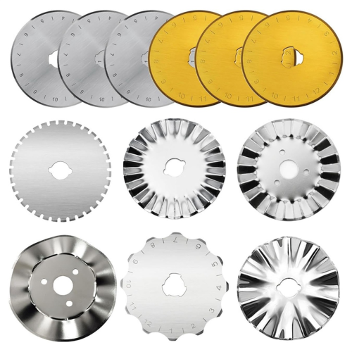 12pack 45mm Rotary Cutter Blades Kits, Perforating Replacement for Fabric Leather 7 Edge Type 1