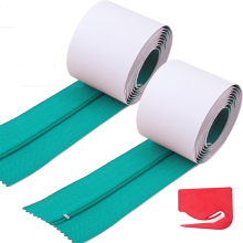 cremalleras antipolvo, protección instantánea para puertas, lona autoadhesiva, doble cremallera, color verde