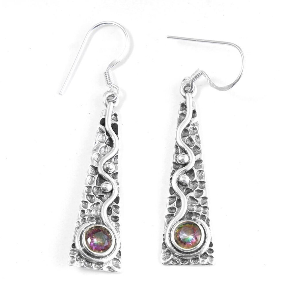 Mystic Topaz Gemstone Sterling Silver Dangle Earring