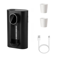 Distributore automatico di collutorio per bagno da 18 once, collutorio intelligente a parete con 2 bicchieri riutilizzabili, nero