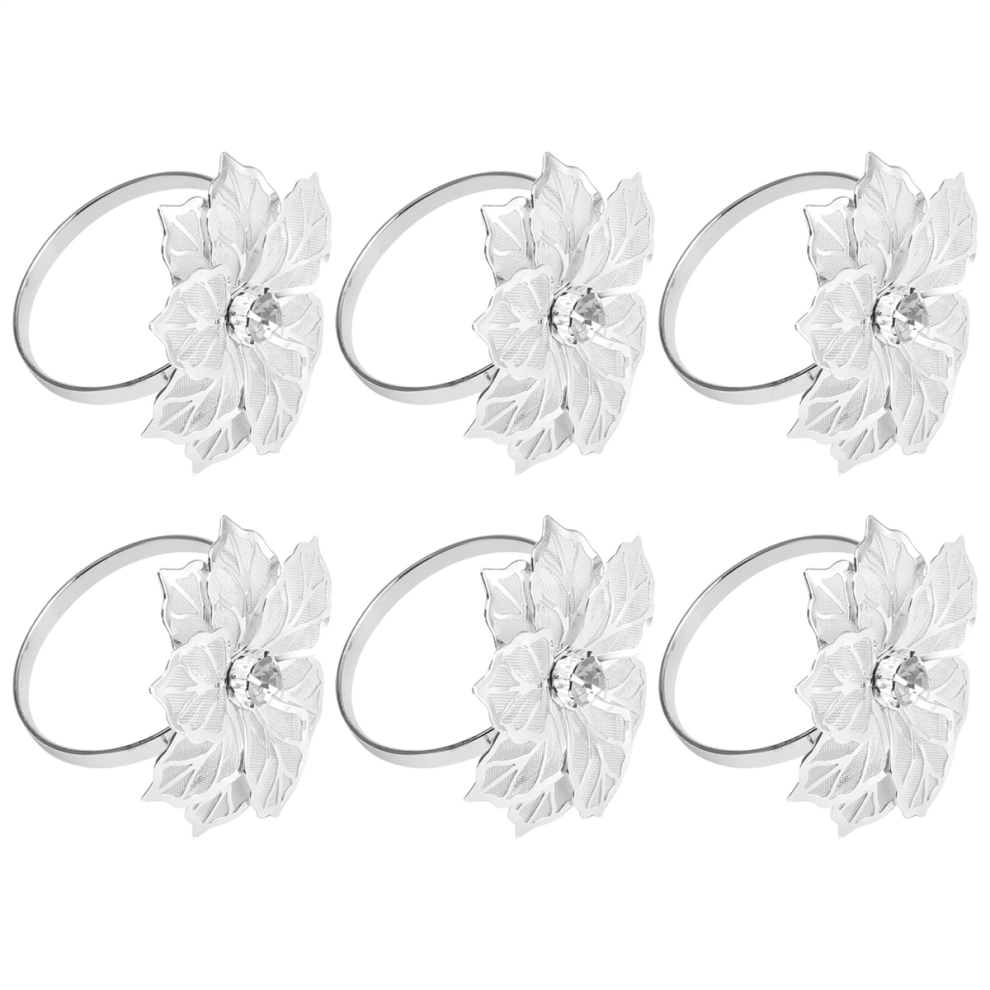 Lot de 6 ronds de serviette dorés pour décoration de table, mariage, dîner, fête, bricolage, argent