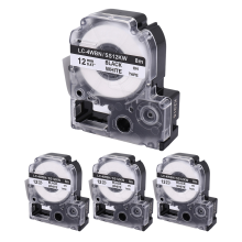 4er-Pack kompatibles Etikettenband als Ersatz für -4WBN (SS12KW)-Kartuschen, Schwarz auf Weiß