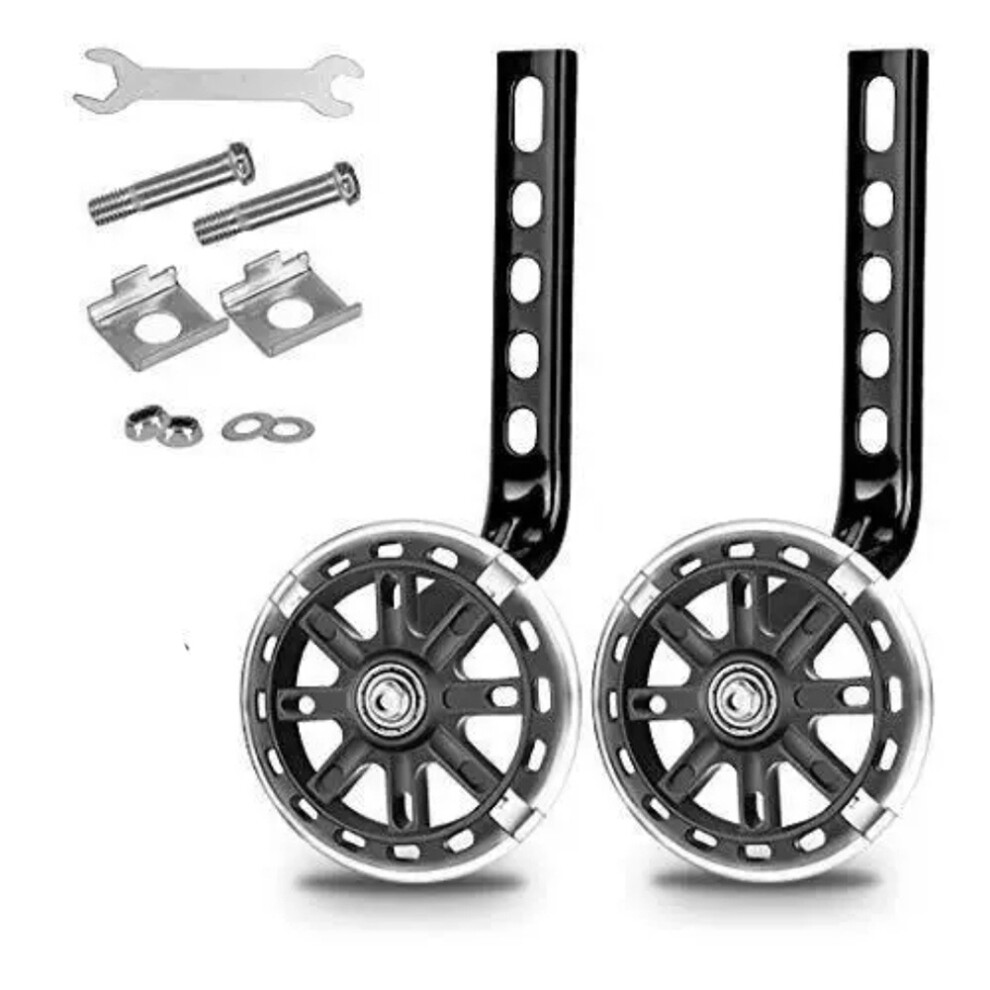 Bike Training Wheels for Kids Bicycle Adjustable Stabiliser, Suitable 12 14 16 18 20 Inch Children's Bike-Black