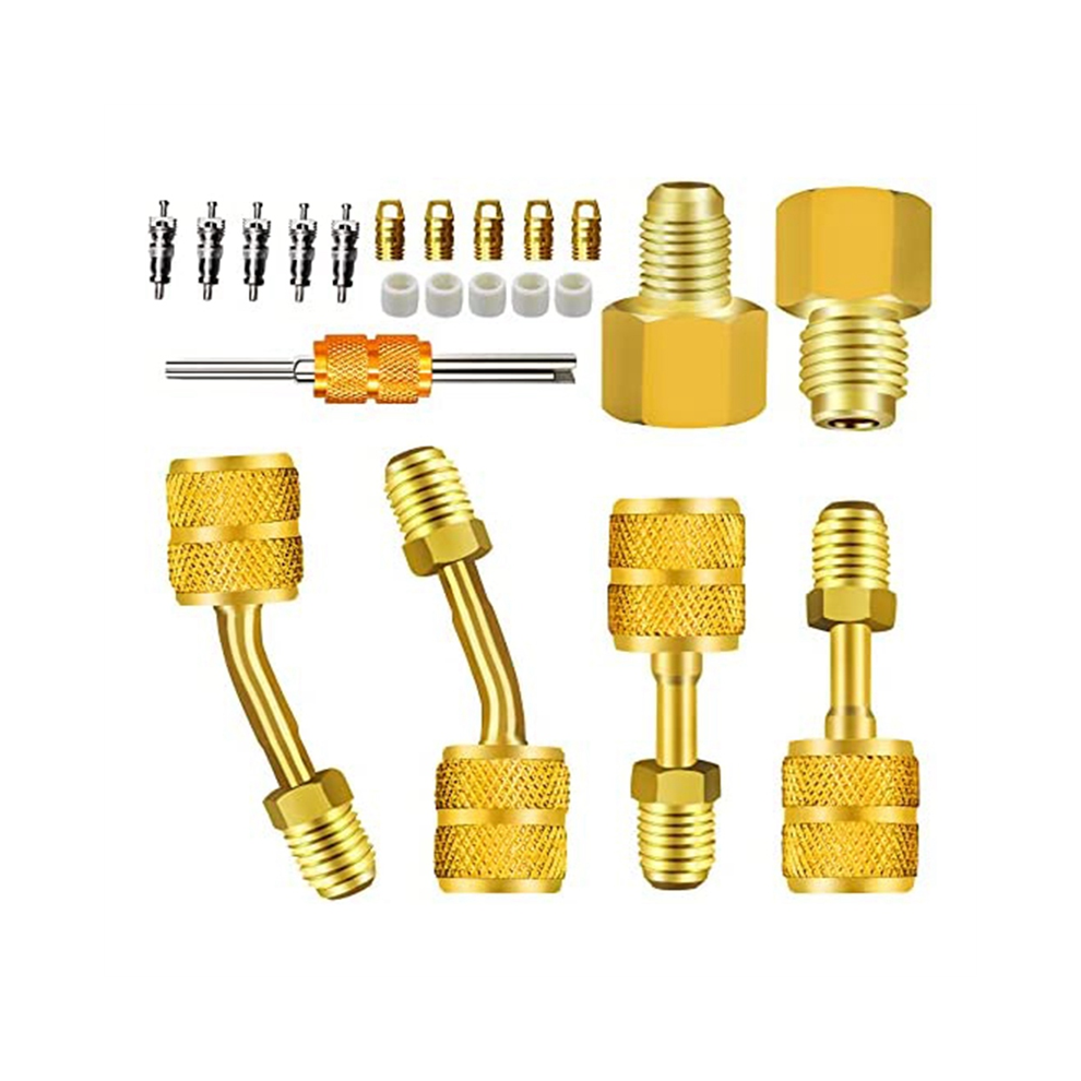 R410a Adapter For Mini Split System Air Conditioner Hvac 5/16Inch Female To 1/4Inch Male Flare,Valve Core Remover 4851945598277