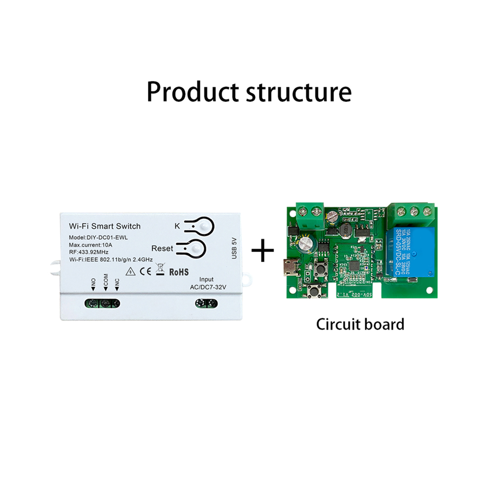 Wifi Smart Switch Diy Timer 1Ch 7-32V Rf433 2.4G Home Automation Module For 4851945500027