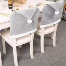 4-teiliges Weihnachtsstuhlhussen-Dekor, Weihnachtsmannmütze, Schneeflocken-Weihnachtsmütze, Schonbezug-Sets für Küche und Esszimmer