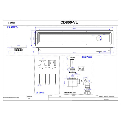 McAlpine McAlpine 800mm Vinyl Channel Drain - CD800-VL 1