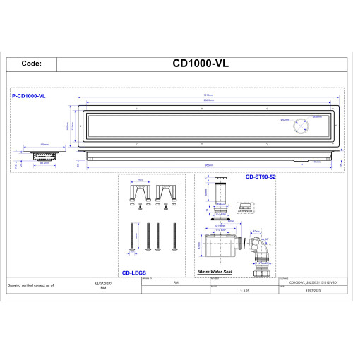 McAlpine McAlpine 1000mm Vinyl Channel Drain - CD1000-VL 1