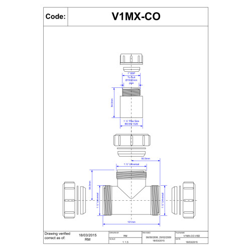 McAlpine McAlpine V1MX-CO 1.5" Universal Slip Tee 2