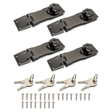 Keyed Hasp Locks, 4 Pack 4Inch Twist Knob Cabinet Lock Locking Latch Safety with Mounting Screws