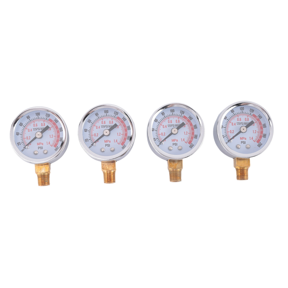 4Pcs 0-200 Psi Air Pressure Gauge 1/8In Male Npt Connection Lower Side Mount 1.57In Dial Compressor 4851945508351