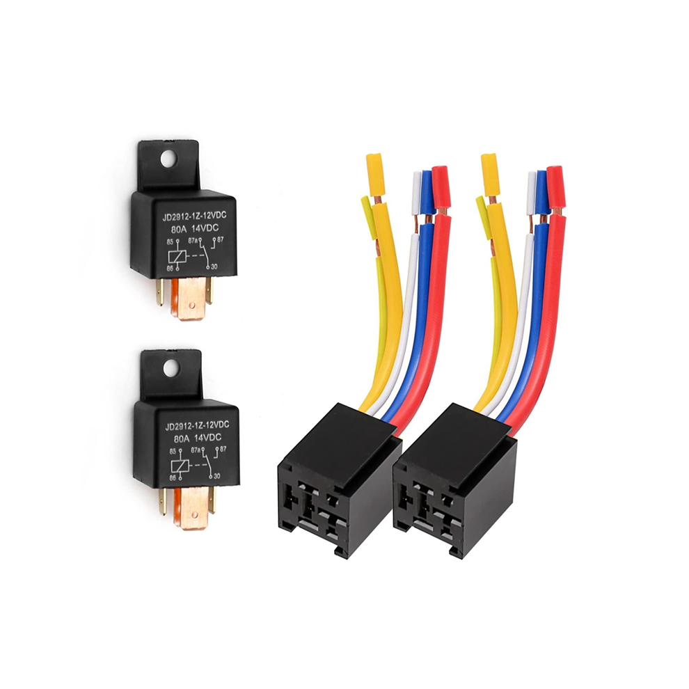 Car Relay With Harness, 5Pin 80A On/Off Normally Open Spdt Socket Plug Jd2912-1Z-12Vdc 14Vdc 4851945508474