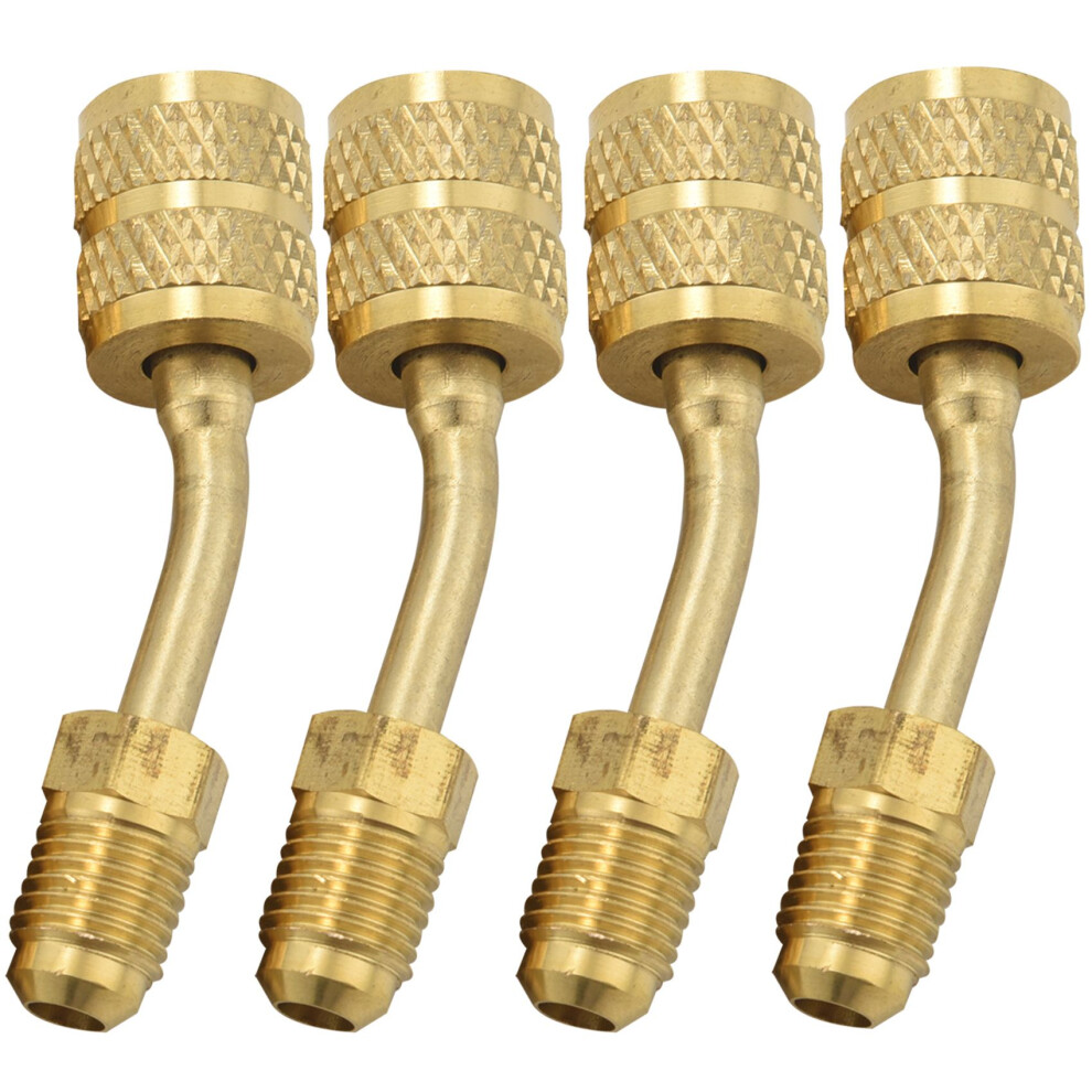 4 Pack R410a Adapter Charging Vacuum Port Brass Converter With Thimble 5/16 Inch Sae Female Quick Couplers To 1/4 Male Flare For Mini Split System Ai 4851945515731