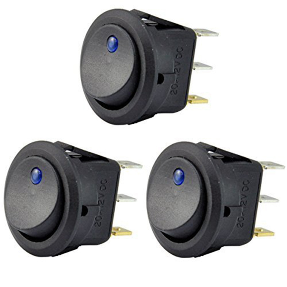 3Pc 12V 20A Rocker Toggle Led Switch Spst On-Off Control For Boats Cars Racing Off-Road Vehicles Heavy Trucks Rvs Atvs And Anything That U Blue/Light 4851945515847