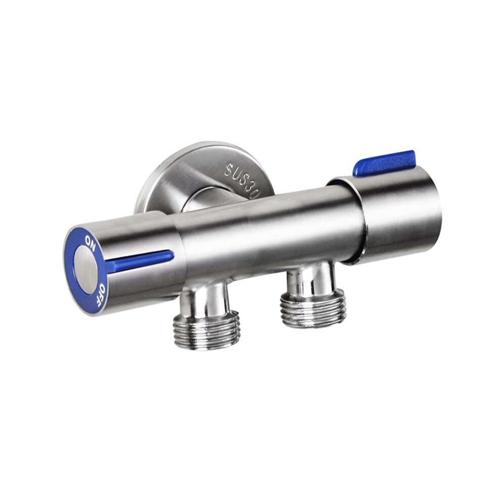 Robinet d'angle à deux voies et trois voies en acier inoxydable 304 G1/2 x 1/2, double poignée, robinet d'eau froide multifonction