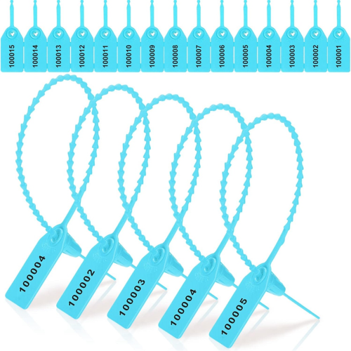 1000 Pcs Plastic Tamper Seals Tags Security Safety Numbered Zip Ties Labels Light Blue 1