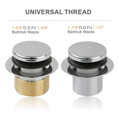 Chrome Tip Toe Bathtub Tub Drain Conversion Kit Assembly, Trim With Two Hole Overflow Faceplate 2