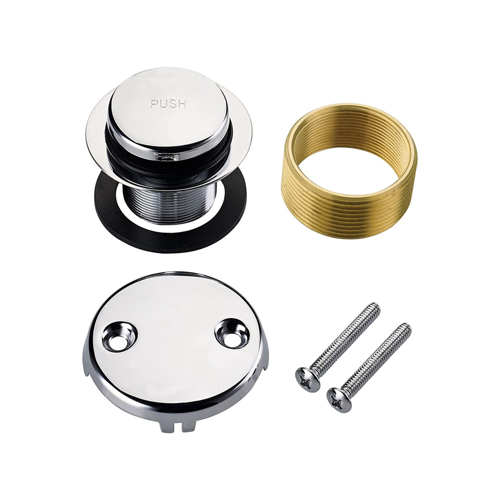 Chrome Tip Toe Bathtub Tub Drain Conversion Kit Assembly, Trim With Two Hole Overflow Faceplate 4851945519630