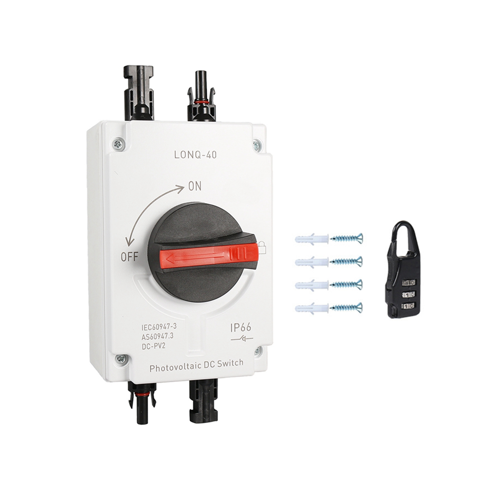 Jojomino Pv Solar Photovoltaic Disconnect Switch, Lonq-40 Dc Isolator Switch Ip66 Waterproof Dc1000v 32A 4P