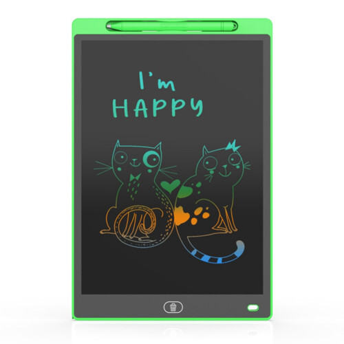Quadro de desenho infantil de 12 polegadas com LCD e escrita à mão, quadro negro eletrônico, escrita pintada à mão (colorido) A