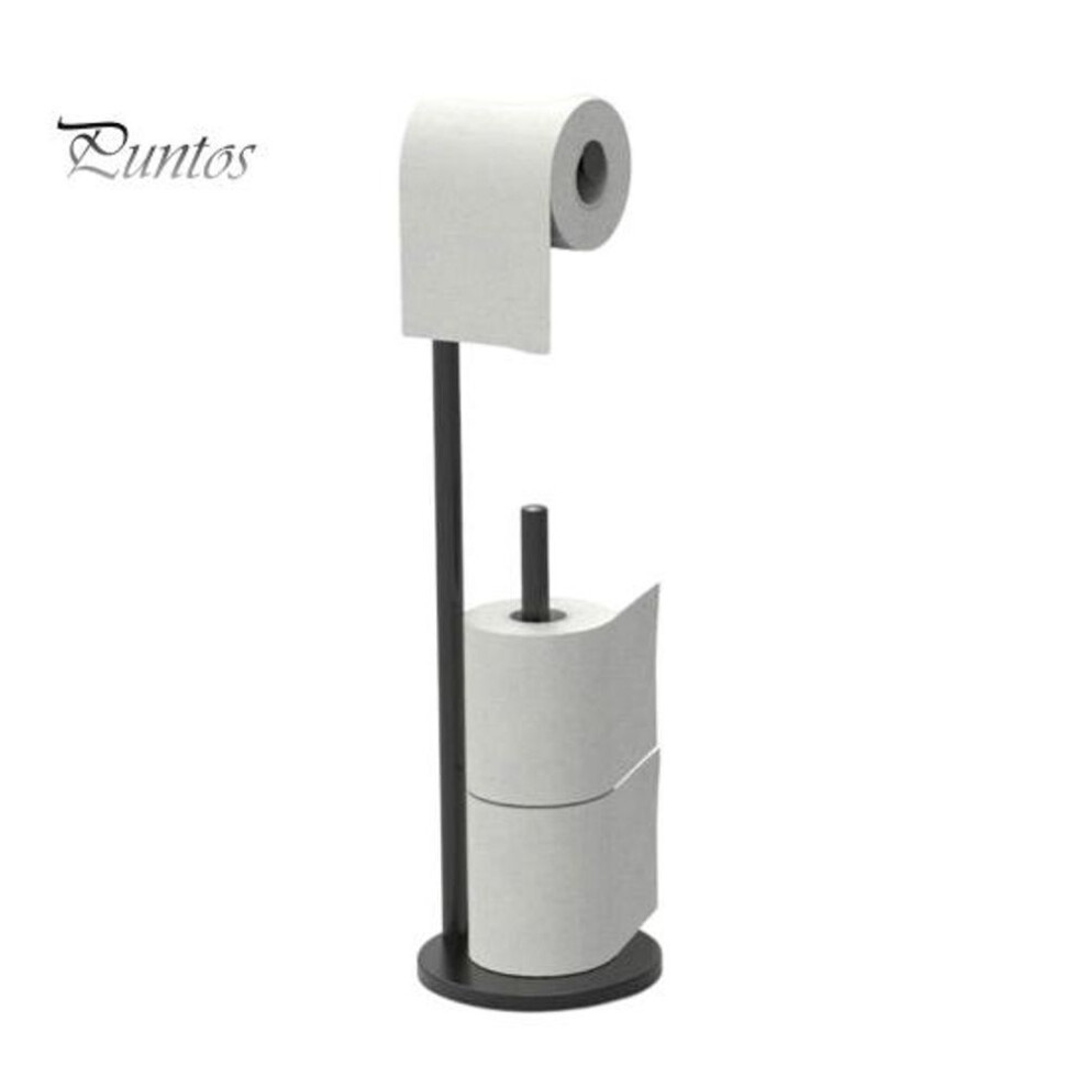 (black) Freestanding Toilet Paper Holder with Non-Slip Stable Base Easy Assembly Large Capacity Bathroom Roll Paper Stand