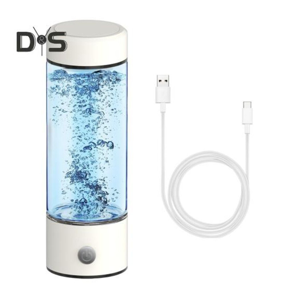 (white) 420ml Hydrogen Water Bottle Generator 3 Min Quick Electrolysis Hydrogen Cup SPE & PEM 1600ppb Hydrogen Ions Water Bottle for Purified Water